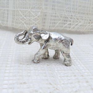 Vintage Pewter Elephant Figurine, Miniature Elephant Statue for Elephant Lovers